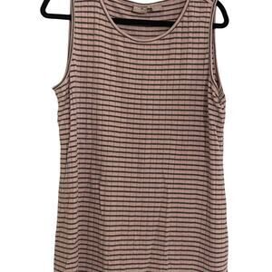 Chico’s Zenergy Pink Grey‎ Striped Tank Top Round Neck Size 12/14